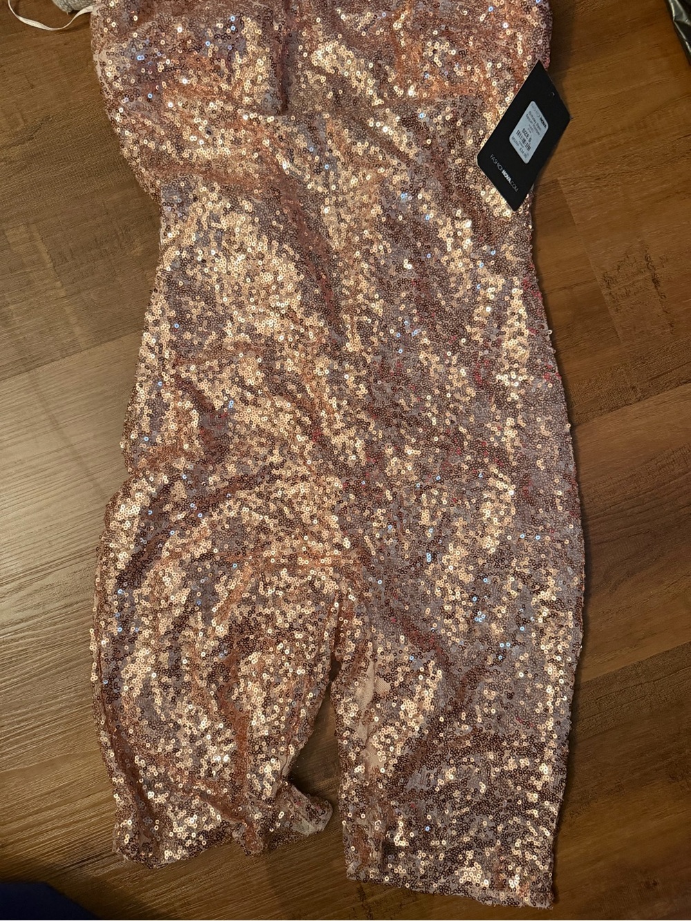 Rose Gold Sequin Strapless Romper